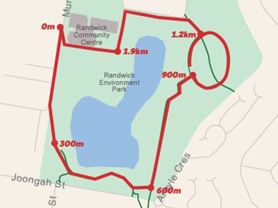 An image of map of the Map of Randwick Environment Park Loop walk