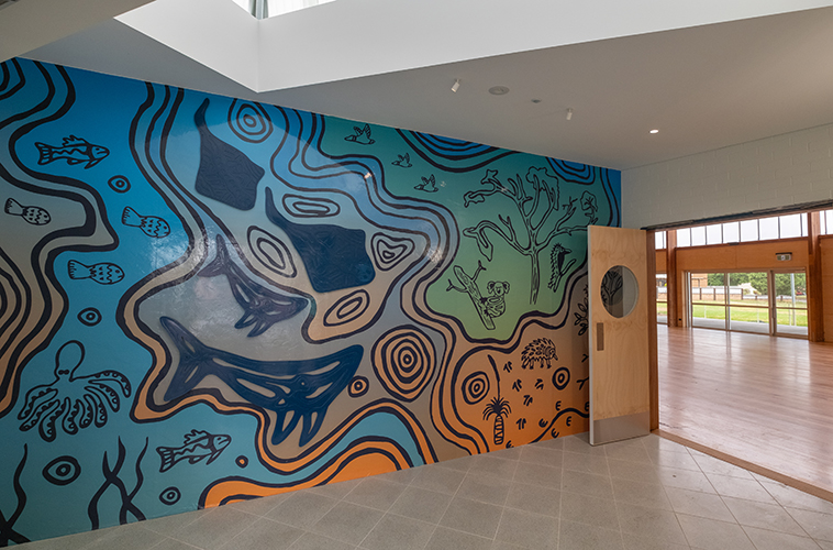 Mural painted inside Matraville Youth and Cultural Hall 