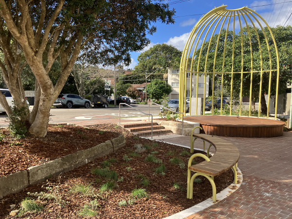 Image of part of the new pocket park at the intersection of Clovelly and Carrington roads in Randwick.